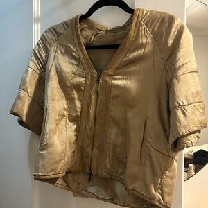 Satin and Leather Cropped Jacket